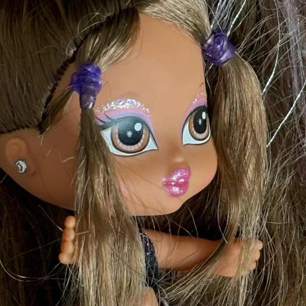 Stylish Doll with Purple Skirt and Black Top - Picture 2 of 6